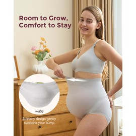 Momcozy Women's Maternity High Waist Underwear Pregnancy Soft Seamless Maternity Underwear Over Bump 5 Pack