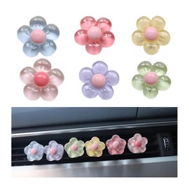 Zpana 6PCS Car Air Vent Clips, Colorful Flower Vehicle Air Conditioner Decoration Charm, Assorted Color Automotive Vent Outlet Clamps Decor Accessories, Universal for SUV, Sedan, Truck
