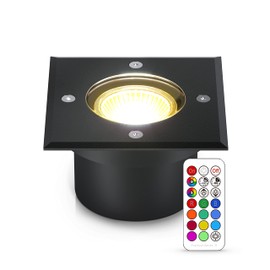 lambado® Flat LED Floor Spotlight RGB for Outdoor Use with Colour Changing Dimmable with Remote Control Black Square Floor Light IP67 Waterproof and Driveable