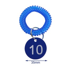 RILIHII [50 Pcs/Set] Number Tags, Door Number Tags, Cloak Locker, Number Tags, Black, Number 1 to 50, Diameter 1.4 inches (35 mm), Key Label Tags, Keychain, Round, Waterproof, High Temperature Resistant, Durable, Fadeless, Lightweight, Multi-Purpose (Includes 50 Wrist Coil Keychains, Black and 50 Keyrings)