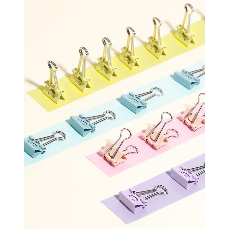 Double Clips, 0.7 inch (19 mm), 40 Pieces, 4 Colors,
