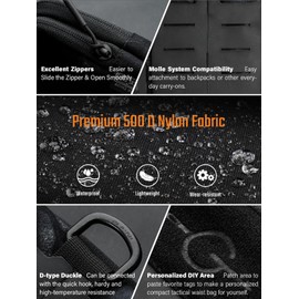 TACTICAL GEEK Block K EDC Compact Waist Pouch, Utility Pocket Organizer with Cache Pad, Nylon Zippers Tool Pouch, Multi-Purpose Small Gadget Organization for Daily Carry（Black Camo）