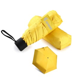 GAOYAING Small Mini Umbrella with Case Light Compact Design Perfect for Travel Lightweight Portable Parasol Outdoor Sun&Rain Umbrellas 34 Inches Yellow