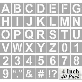 Alphabet Letter and Number Stencils 4 Inch - 40 Pack Letters and Numbers Stencil Templates with Signs for Painting on Wood, Reusable Number and Letter Stencils for Chalkboard Signs & Wood Wall Art