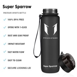 Super Sparrow Water Bottle - 25 oz - BPA & Toxic Free Tritan Water Bottles - One Touch Opening - Leak-proof Plastic Bottle - Kids Water Bottle for Office, Gym, Outdoor, Sports