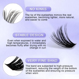 Lash Clusters Kit for Eyelash Extensions: DIY, Natural, Fluffy, Wispy, Waterproof, Anime, Manga, Cat Eye, RT0207-60P+80P-0.07D1216