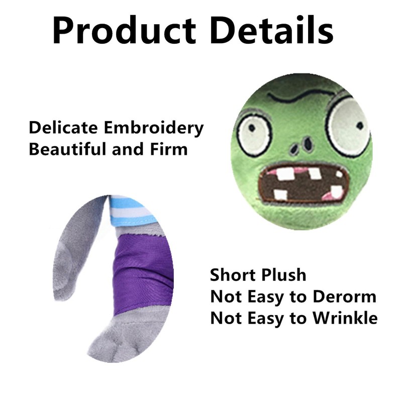 JHESAO 3 PCS Plants and Zombies Plush: Hammer, Cowboy &