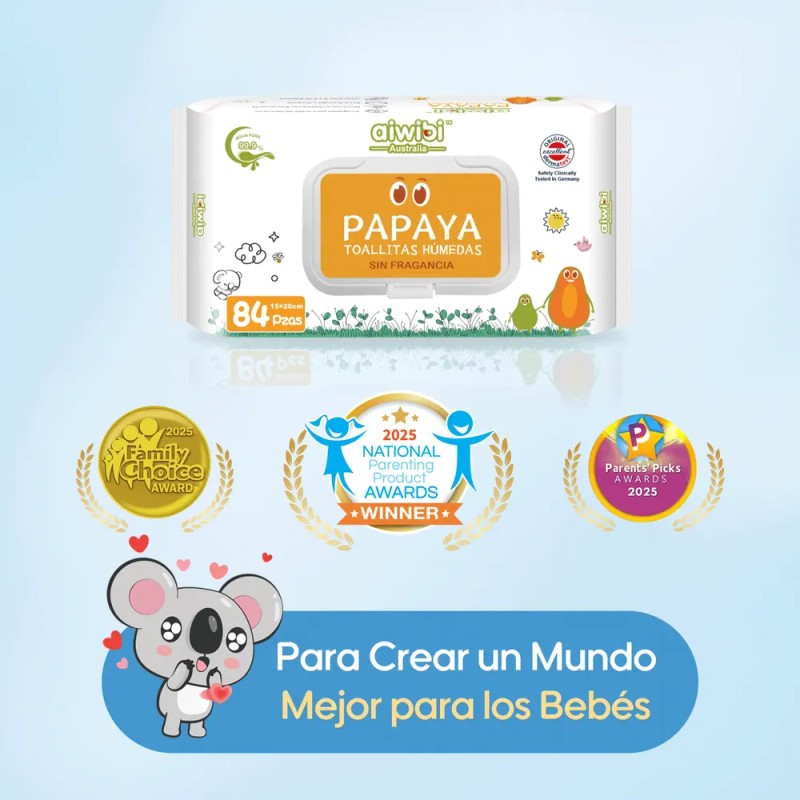Toallitas Húmedas Aiwibi Bebé Papaya Extract 3 Pack 252 Pz