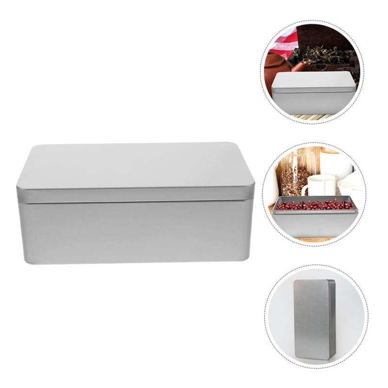 WOONEKY Rectangular Tin Box with Lid Versatile Tinplate Storage for