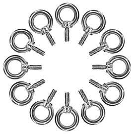 QIMEI-SHOP Eye Bolt, M4 Eye Bolt, M4 x 10, Eye Bolt, Ring Bolt, 304 Stainless Steel Eye Bolts, Metric Screws for Fixing and Hanging, Pack of 12