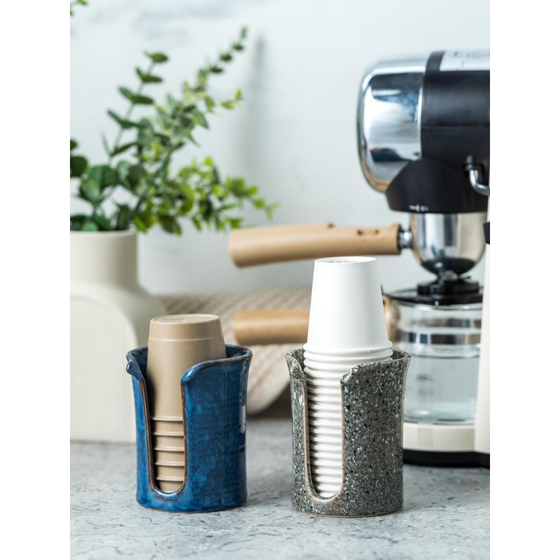 YHOJOY Bathroom Cup Holder, Ceramic Bathroom Cup Dispenser 3 Oz,
