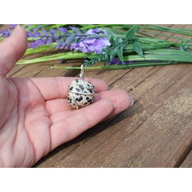 Dalmatian Jasper Gemstone Wire Wrapped Pendant for Composure, Grounding, and Lighthearted Playfulness. Renewed Sense of Energy. Handmade Pendant, Tumbled Natural Stone.