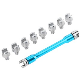Motorcycle Spoke Wrench 5.0-6.8 10 Sizes Interchangeable Tips Adjustable Dirt Bike Wheel Spoke Wrench To Adjust Tire Steel Wire Assembly (A (Blue))
