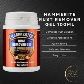 Ultimate Rust Removal and Treatment Kit - Hammerite Rust Remover Gel 100ml Bundled With - 3 Wire Brushes, Paintbrush, Disposable Gloves, Microfiber Cloth - Perfect for Cars, Bikes, and More
