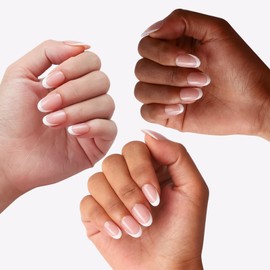 SUPNAIL 16 Sizes French Oval Press-on Nails, Short Round, Reusable 32pcs Glossy Fake Nails with Glue and Jelly Stickers (Classy French)