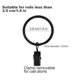 D-buy 20 Pcs Curtain Hooks with Clips, 1.5 inch Metal Rustproof Solid Curtain Rings with Clips, Shower Curtain Hooks for Drapes, Drapery Clips Rings for Courtyards, Hangers, Photo, Camping Tents