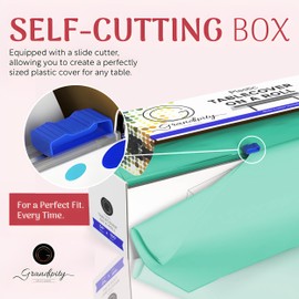 Grandipity Plastic Tablecloth Roll - 54" x100' Aqua Plastic Table Cloths for Parties Disposable with Cutter Box - Cut to Size Disposable Tablecloth Plastic Table Cover for Rectangle & Round