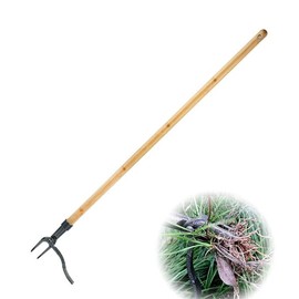 Quebuene High Toughness Steel Weed Puller，Stand Up Weeder Tool，Four Claws, Bamboo Long Handle, Easy to Remove Weeds, Without Kneeling, Bending