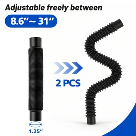 EcoBrisa Rain Barrel Hose Connector Kit 1.25"Dia Downspout Diverter Kit Linking Rainwater Overflow Barrels to Store More Rainwater for Outdoor Home Garden(Each8.6"-31"Long)