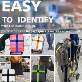 4 Packs Luggage Straps for Suitcases, Luggage Strap, Premium Luggage Belt Strap TSA Approved, Heavy-Duty and Adjustable Length(36”-78”) (Red,Grey-Blue)…