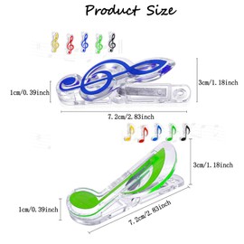 Taicols Pack of 10 Book Side Clips, Music Note Clip, 5 Colours Clips for Music Stand, Music Clip, Music Clip, Treble Clef, Decorative Sheet Holder for Sheet Music Book Pages