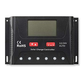 ExpertPower 30A PWM Solar Charge Controller Bundle for LiFePO4, AGM, Gel, Flooded Battery | 12V / 24V Auto-Select Intelligent Regulator | Max PV Input 55V | USB Charge | Backlight LCD Display