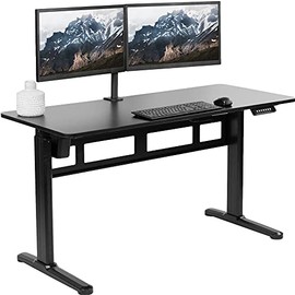VIVO Electric 55 x 24 inch Stand Up Desk, Complete Height Adjustable Standing Home & Office Workstation with Memory Controller, Black Top, Black Frame, DESK-E155TB
