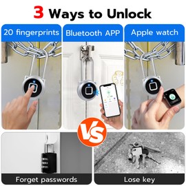 Dhiedas Fingerprint Padlock - Locker Lock Smart Padlock Biometric Metal Keyless Fingerprint Lock, Waterproof USB Rechargeable Gym Locker Luggage Backpack Suitcase
