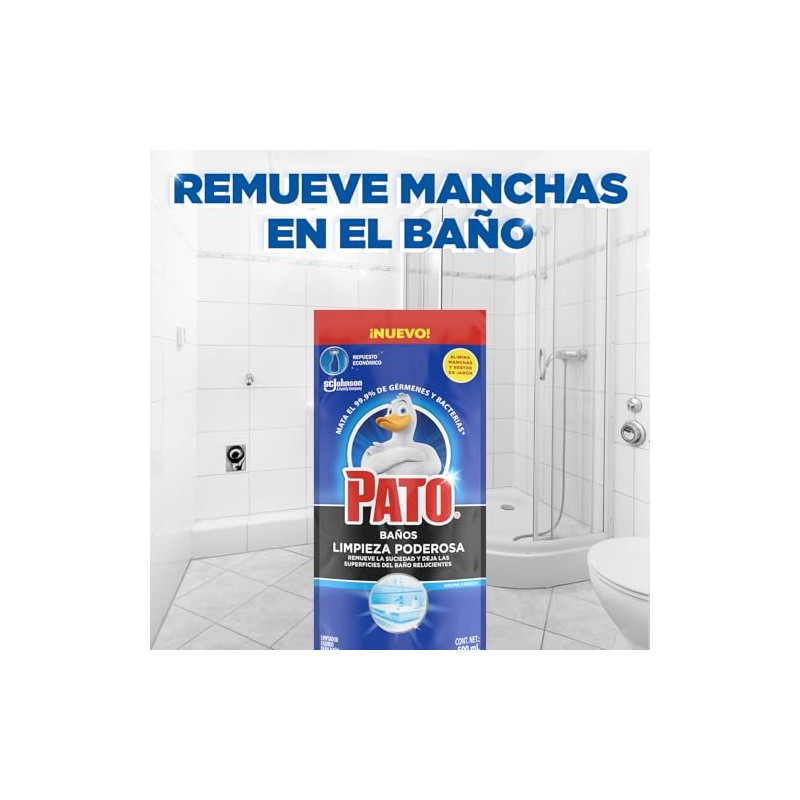 Pato Limpiador de Baño Líquido, Limpieza Poderosa, Repuesto 500ml
