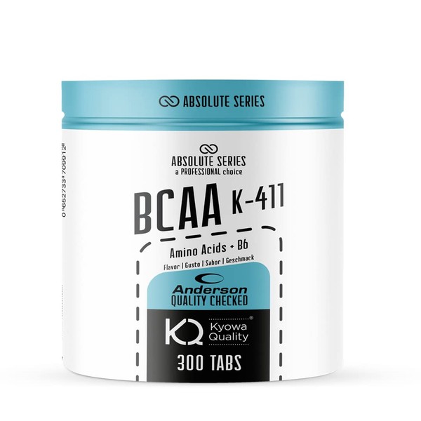 anderson BCAA Aminoacidi Ramificati 4:1:1 ideali post-workout efficiente + vitamina B6, 300cpr kyowa quality® absolute series BCAA k-411 – made in italy