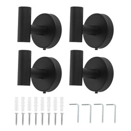Bowarepro 4 Pack Bathroom Towel Hooks, Black Stainless Steel Tea Towel Holder Hooks, Metal Wall Robe Clothes Hooks Door Hanger Clothes Coats Hats Closet Sponges Hook for Kitichen Hotel
