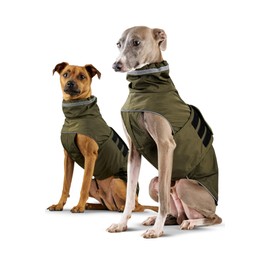 ZAUBERPFOTE® London Dog Raincoat I with Extra Long YKK® Zip for Collar & Harness I For Small, Medium & Large Dogs I Waterproof & Machine Washable I Raincoat for Dogs (55)