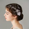 Silver Bridal Pearl Headpiece Flower Headband Wedding Hair Accessories for
