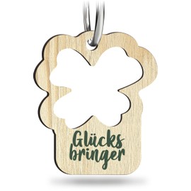 Kleeblatt Schlüsselanhänger handgemacht aus Holz, Glücksbringer, vier Kleeblatt, grünes Blatt, Vierblättriges Kleeblatt, Natur Glück, Vierblättriges Design für natürliches Glück