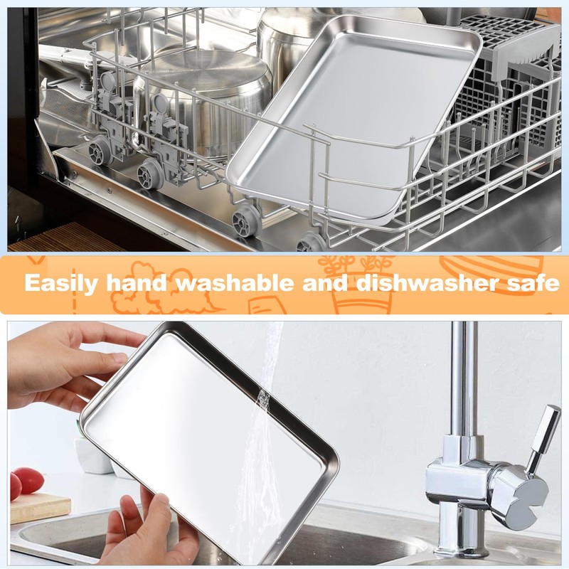Dyrfolm 6 Pcs Baking Sheet Stainless Steel, 8''L x 5''W