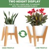 LEIMO KPARTS Adjustable Bamboo Plant Stand (8-12 inches), Mid Century