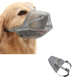 Muzzle for Dogs, Breathable Mesh Muzzle for Large Dogs, Medium Dogs, Adjustable Dog Muzzle for Small, Medium and Large, Prevents Biting, Chewing (Grey, L)