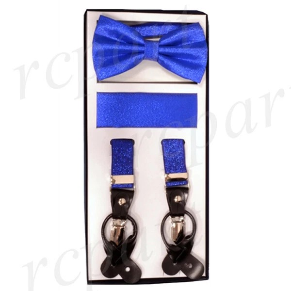 Vesuvio Napoli New Convertible Elastic Suspender_Bow tie & Hankie metallic