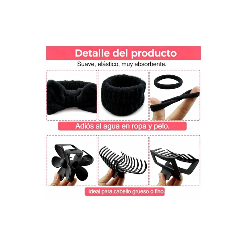 Set Spoottool de 16 piezas en negro: diadema, muñequeras, 3