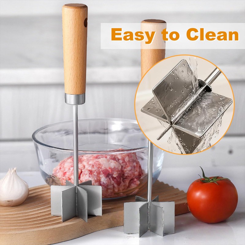 BelleFlair Stainless Steel Meat Chopper, 28 cm Mince Masher with