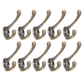 Interlink Hooks, Wall Hanging, Set of 10, Stainless Steel, Antique Style, High Load Capacity, 33.1 lbs (15 kg), Friendly on Clothes, Scratch Resistant, Drop Prevention, Screws, Coat, Hat, Clothes Hanging, Entryway, Bathroom, Kitchen, Hanging Storage, Att