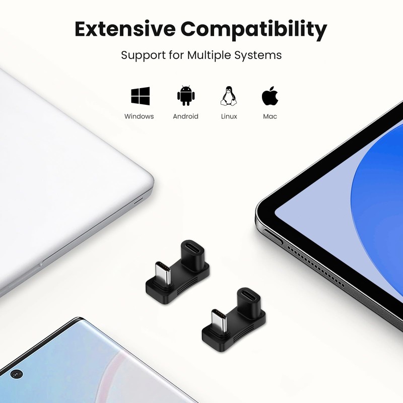 Seminer USB C 180 Degree Angled Adapter (2 Pack), USB