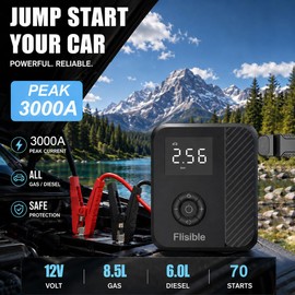Car Jump Starter with Air Compressor, Jump Box Car Battery & 160PSI 45L/Min 3000A Auto Tire Inflator with LCD Display, Lights (8.5L Gas/ 5.5L Diesel)