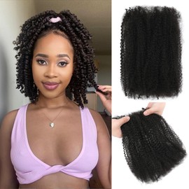 Geogroket Afro Kinkys Bulk Human Hair for Permanent Micro Locs/Twists/Braids/Repair 4C Afro Kinky Curly Bulk Human Hair Can Dye and Bleach Natural Black 18 Inch