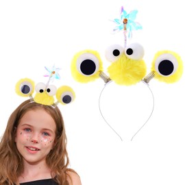 Fstrend Big Eyes Headband Novelties Costume Hairband Fun Windmills Headwear Light Up Hair Hoops Unisex (Yellow-B)