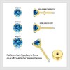 3Pairs CZ Stud Flat Screw Back Earring Studs for Women,