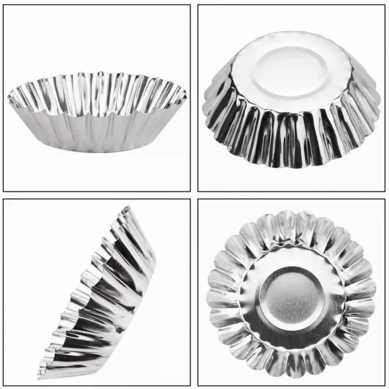 50 Unidades Moldes Para Mini Tartaletas De Acero Inoxidable Plateado