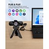 Full HD 1080P Webcam with Microphone, Wide Angle, Rotatable Tripod,