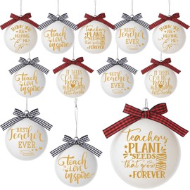 Syhood 12 Pcs Christmas Teacher Ornament Balls Thank You for Helping Me Ornaments Best Teacher Ever Teacher Appreciation Gifts for Women Christmas Hanging Decor
