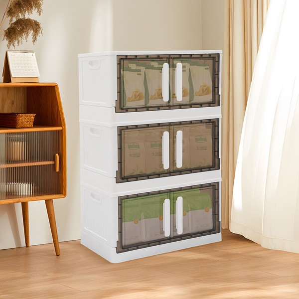 OCASAMI 3 Stackable Storage Cabinet With Lids Storage Bins Storage